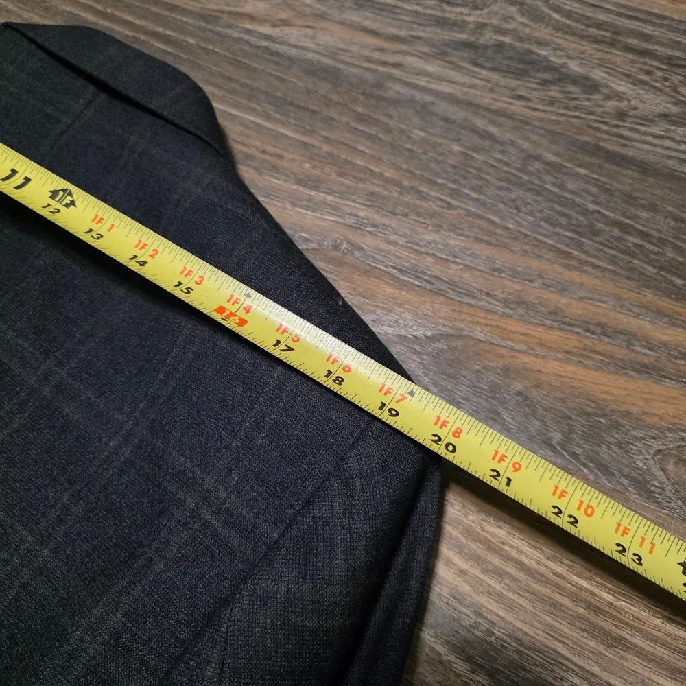 Jos. A. Bank Signature Collection Navy Blue Wool Windowpane Plaid Blazer 42L